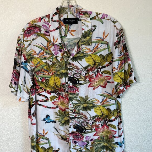 PacSun Tropical Snakes Button Down Shirt \\ Size Medium // Rayon - Picture 10 of 10